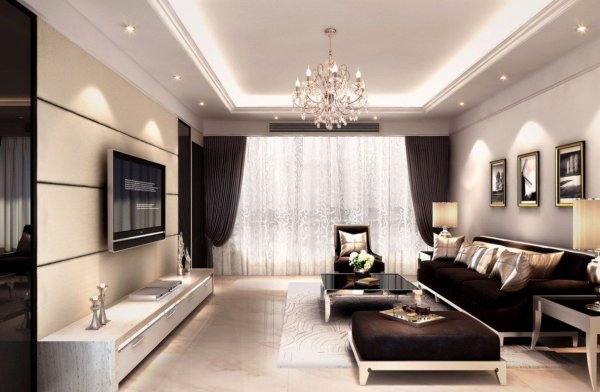 Interior-decoration-living-room-rendering-with-TV-wall-sofa-and-Crystal-Light